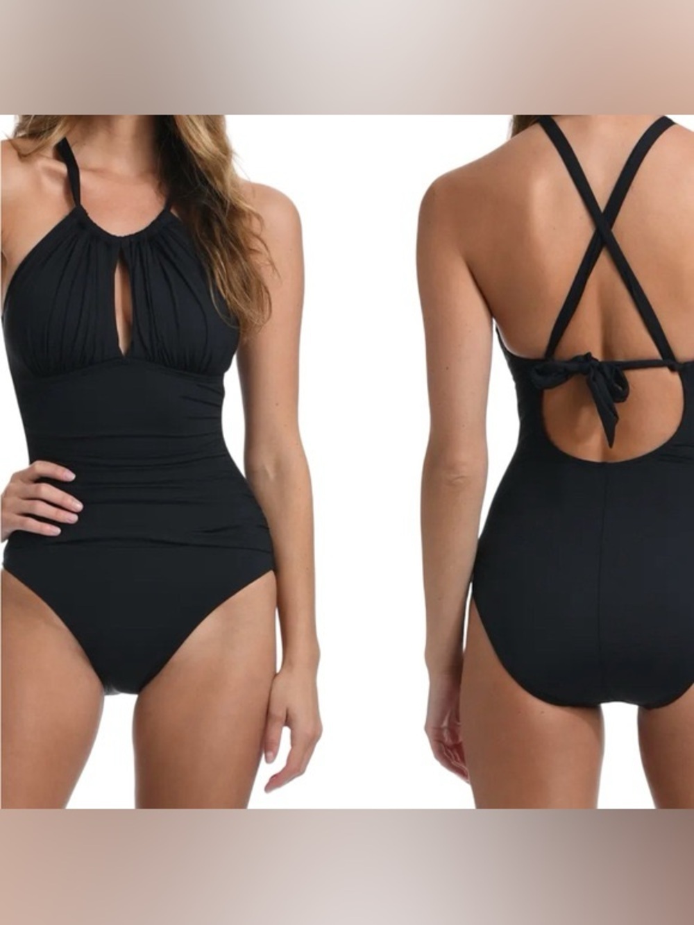 La Blanca Black Halter Keyhole One-Piece Swimsuit